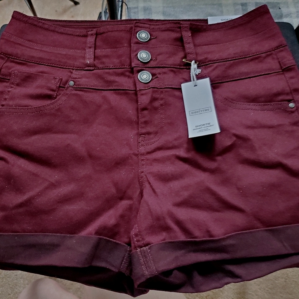 Ardene's High Rise Shorts, Dark Red Colour, Size 9 ( M )